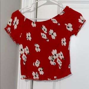 FLORAL RED CROP TOP